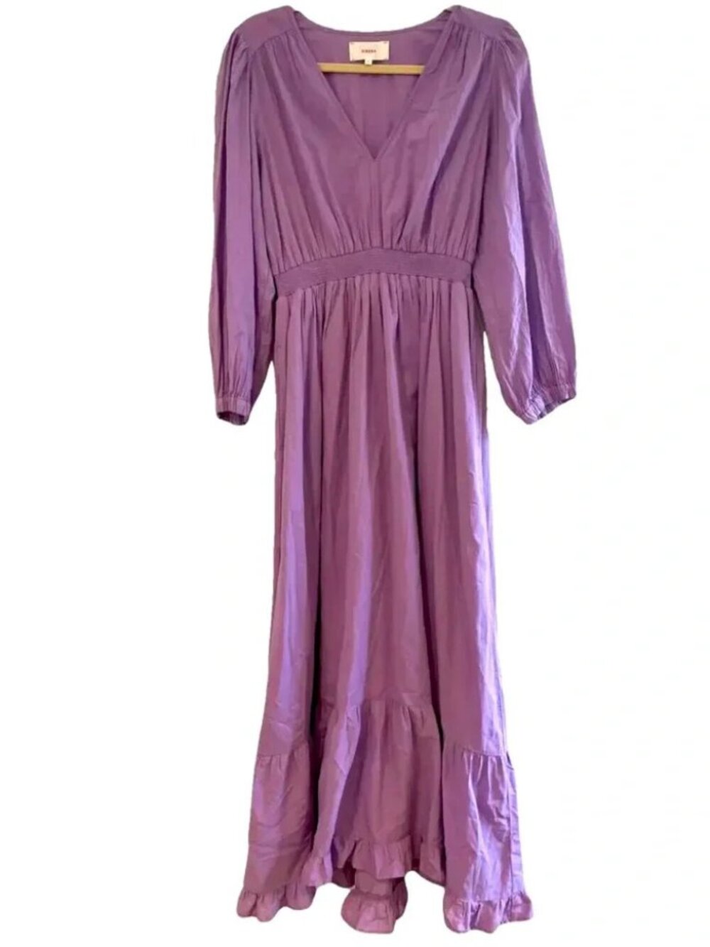 Xirena Cotton V-Neck Long Sleeve Long Maxi Dress